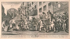 1726年在伦敦圣殿酒吧焚烧臀部。 作者 威廉·霍加斯