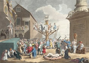 南海的标志性印刷品，插图来自《霍加斯复原：著名的威廉·霍加斯的全部作品，由托马斯·库克重新雕刻》，酒吧。 1812（手工上色雕刻） 作者 威廉·霍加斯