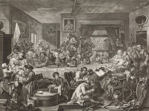 一次选举的四张印刷品。表格1：选举娱乐活动。 1755 作者 威廉·霍加斯