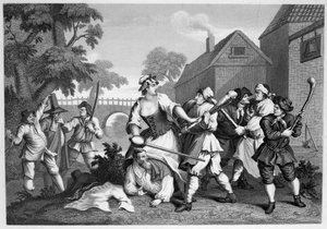 Hudibras The Knight向Trulla提交 作者 威廉·霍加斯
