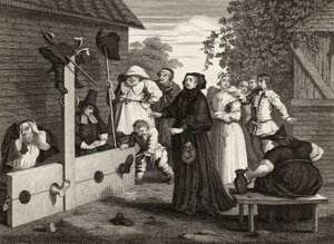 Hudibras和Ralpho在股票中，来自&39;Hudibras&39;，Samuel Butler（1612-80），由J. Romney雕刻，来自&39;William Hogarth的作品&39;，1833年出版 作者 威廉·霍加斯