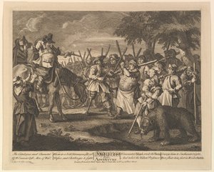 Hudibrass第一次冒险，塞缪尔·巴特勒（Samuel Butlers）的十二幅大型插图Hudibras，Pl ...，1725-68。 作者 威廉·霍加斯