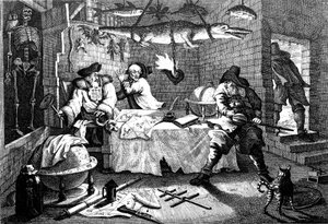 塞缪尔·巴特勒（Samuel Butler）的诗《哈迪布拉斯》插图，1726年。 作者 威廉·霍加斯