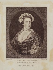 Lavinia Fenton，后来的博尔顿公爵夫人，由Cornelius Apostool（1762-1844）雕刻，1797年（点画雕刻） 作者 威廉·霍加斯