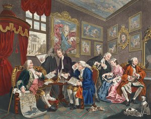 婚姻模式，板块I，婚姻结算，来自&39;Hogarth Restored：The Whole Works of the famous William Hogarth，由Thomas Cook重新雕刻&39;，酒吧。 1812年（手工制作的工程师 作者 威廉·霍加斯