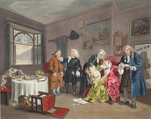 婚姻模式，板块VI，女士的死亡，来自&39;Hogarth Restored：The Whole Works of the famous William Hogarth，由Thomas Cook重新雕刻&39;，酒吧。 1812年（手工雕刻） 作者 威廉·霍加斯