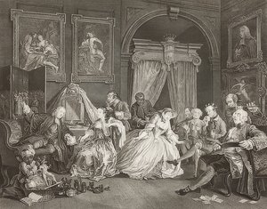 时尚婚姻。表格4：洗手间-伯爵夫人的杠杆。 1745（另请参见图片号2221） 作者 威廉·霍加斯
