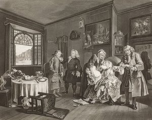 时尚婚姻。表格6：夫人的死亡-伯爵夫人的自杀。 1745年 作者 威廉·霍加斯