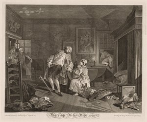 模式婚姻：伯爵之死，1745年。 作者 威廉·霍加斯