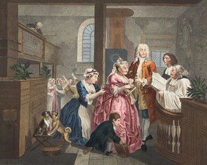 嫁给一位老女仆，从&39;A Rake&39;s Progress&39;中获得第五版，来自&39;Hogarth Restored：着名的William Hogarth的全部作品，由Thomas Cook&39;重新雕刻，酒吧。 1812年（手工着色 作者 威廉·霍加斯
