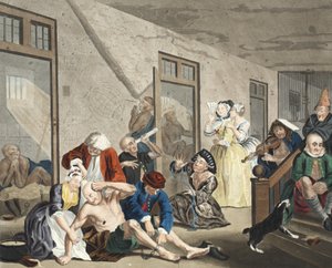 Bedlam的场景，第八版，来自A Rake&39;s Progress，来自&39;Hogarth Restored：The Whole Works of the famous William Hogarth，由Thomas Cook&39;重新雕刻，酒吧。 1812年（手工雕刻 作者 威廉·霍加斯