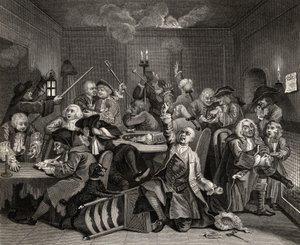 1833年出版的“威廉·霍加斯的作品”中的“A Rake&39;s Progress”中的第六版游戏场景 作者 威廉·霍加斯