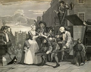 伦敦的街景，威廉-霍加斯（1697-1764），雕刻，英国 作者 威廉·霍加斯