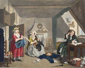 The Distressed Poet，来自&39;Hogarth Restored：The Whole Works of the famous William Hogarth，由Thomas Cook&39;重新雕刻，酒吧。 1812年（手工雕刻） 作者 威廉·霍加斯