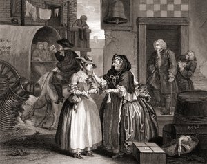 哈洛特进步由一名采购员陷入困境，来自霍格特的作品1833年伦敦出版（bw雕刻） 作者 威廉·霍加斯