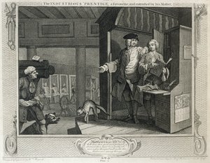 1833年出版的“工业与闲暇”第四版“辛勤工作”，受到他的主人的喜爱和委托 作者 威廉·霍加斯