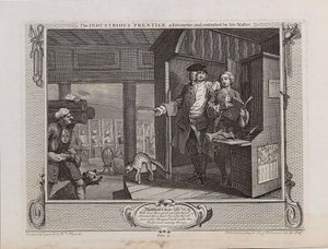勤奋的 "学徒 "是他的最爱，也是他主人的委托，1747年。 作者 威廉·霍加斯