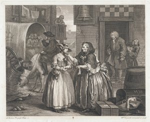 《无辜的女孩成为妓女》，设计于1732年，印刷于1744年（蚀刻和雕刻） 作者 威廉·霍加斯