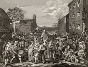 3月至芬奇利，由TE Nicholson镌刻，来自&39;The Works of Hogarth&39;，于1833年出版 作者 威廉·霍加斯