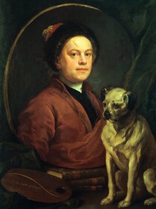画家和他的哈巴狗，1745年 作者 威廉·霍加斯
