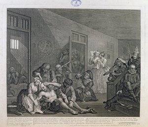 1763年，Bedlam的耙子，来自&39;A Rake&39;s Progress&39;的第八版 作者 威廉·霍加斯