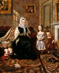 亨利·克拉克的岳母戴维斯夫人和他的四个孩子在他家的客厅，186 High Street，Homerton，c.1846的集体肖像 作者 威廉·霍尔曼·亨特