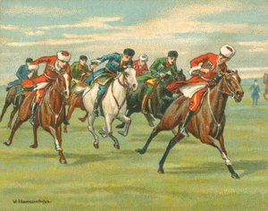 历史上和现代的比赛，哥萨克赛马会（chromolitho）。