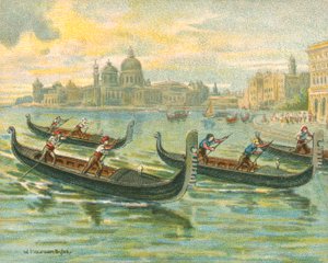 历史和现代的比赛，贡多拉比赛（chromolitho）。