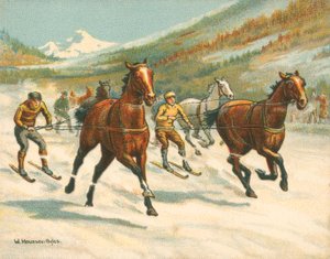 历史和现代的比赛，滑雪-乔林（chromolitho）。