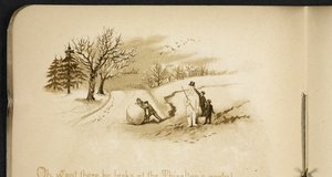 孩子们和一个雪人。 节日列车："Dulce Domum "之歌......弗雷德里克-兰布里奇绘制 伦敦，1891 年
