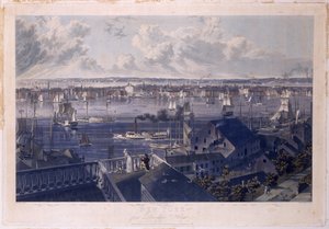 纽约布鲁克林高地，1837年（手工彩色蚀刻和aquatint） 作者 威廉·詹姆斯·贝内特