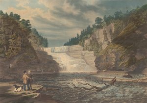 特伦顿大瀑布的景色。纽约州西加拿大河，1835年出版。 作者 威廉·詹姆斯·贝内特