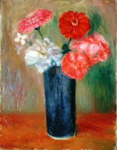 蓝色花瓶里的花（布面油画 作者 威廉·詹姆斯·格拉肯斯