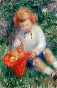莲娜与一篮子花（布面油画） 作者 威廉·詹姆斯·格拉肯斯
