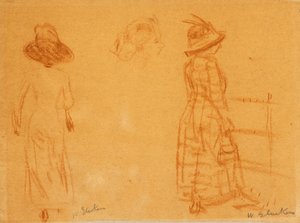 两个女人和女人的头 作者 威廉·詹姆斯·格拉肯斯