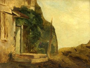 小屋门口（面板上有油） 作者 威廉·詹姆斯·穆勒