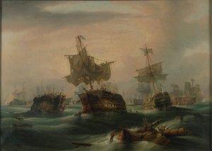 特拉法加海战，1805 年 10 月 21 日："行动结束"，约 1837 年（布面油画） 作者 威廉·约翰·哈金斯