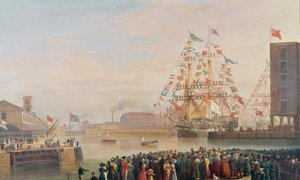 1828年10月25日，圣凯瑟琳码头开放 作者 威廉·约翰·哈金斯