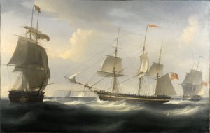 德拉福德 "号轮船，1788 年在泰晤士河上建造，用于伦敦（英格兰）和东印度群岛之间的贸易。布面油画，约 1830 年，作者威廉-约翰-赫金斯（1781-1845 年）。 作者 威廉·约翰·哈金斯