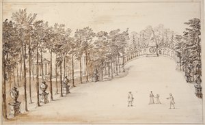 Chiswick，Exedra 的第一个设计（纸上笔墨和水洗） 作者 威廉·肯特