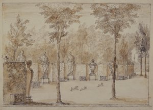 奇斯威克的埃克塞德拉风景（纸上水墨笔和棕色水墨）。 作者 威廉·肯特