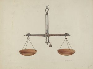 天平秤，约1940年。 作者 威廉·基克霍费尔