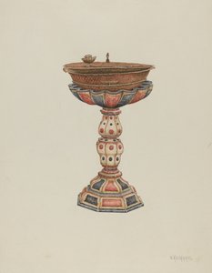 洗礼池和支架，约1939年。 作者 威廉·基克霍费尔