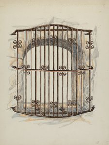 窗户上的铁栅栏a修复，约1941年。 作者 威廉·基克霍费尔