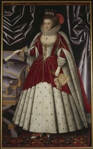 Lucy Russel, comtesse Bedford (nee Harington) - Lucy Russell, Countess of Bedford (1580-1627), nee Harington，Larkin, William (1580s-1619) 的肖像。 布面油画 作者 威廉·拉金