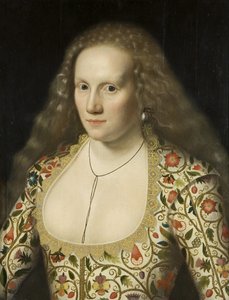 一位无名女士的肖像，c.1615（面板上的油） 作者 威廉·拉金