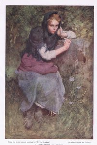 沉思的少女》，选自 1916 年出版的《毕比年鉴》（彩色石版印刷）。 作者 威廉·李·汉基
