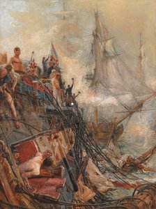 “残废但未被征服”：H.M.S. 特拉法加的《Belleisle》，1805 年 10 月 21 日（布面油画） 作者 威廉·莱昂内尔·威利