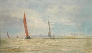 胡堡，梅德韦河（纸上水彩画） 作者 威廉·莱昂内尔·威利