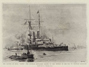 HMS Howe的救助，残疾战舰在前往查塔姆船坞途中经过梅德韦 作者 威廉·莱昂内尔·威利